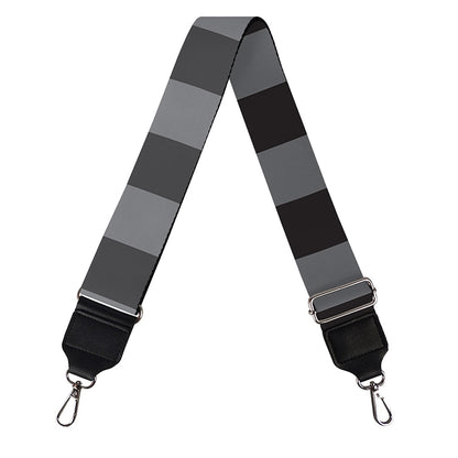 Grey And Black Check Pattern Print Bag Strap
