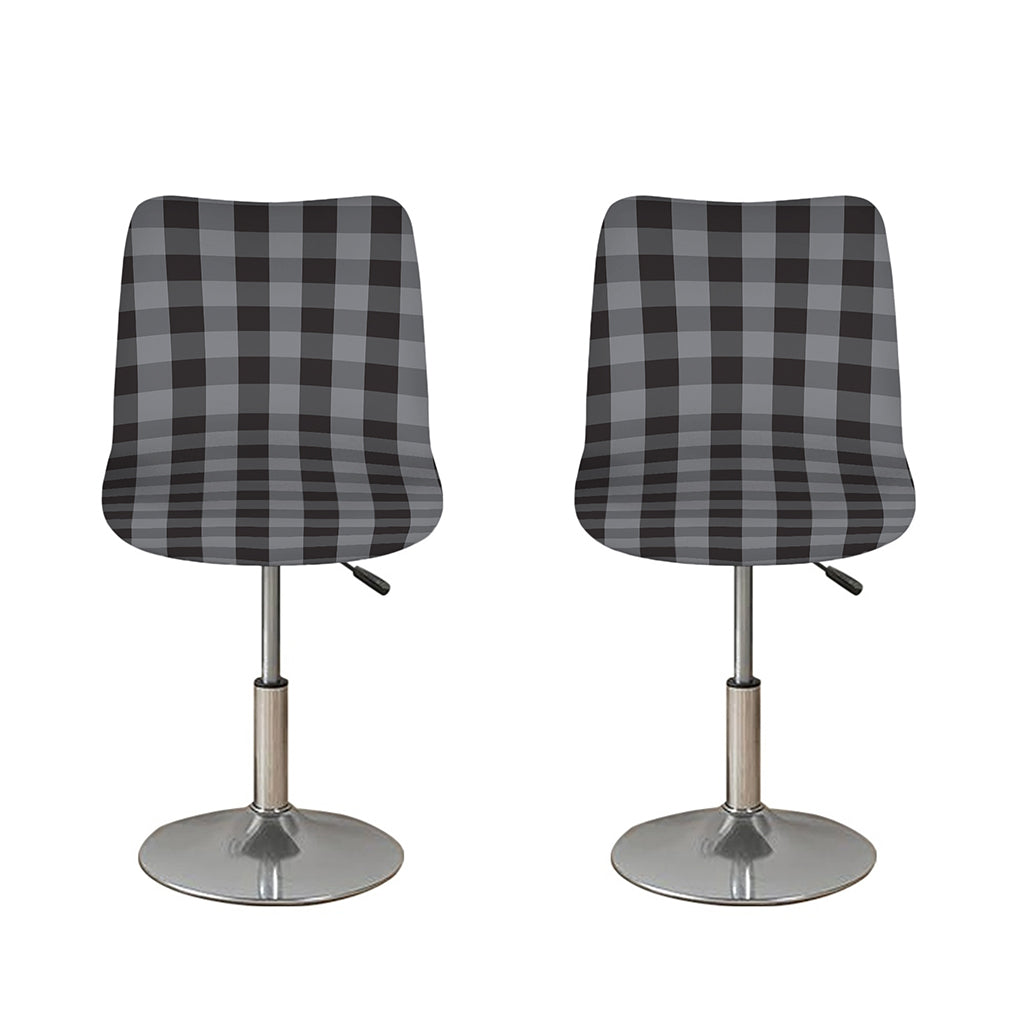 Grey And Black Check Pattern Print Bar Stool Covers