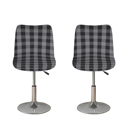 Grey And Black Check Pattern Print Bar Stool Covers