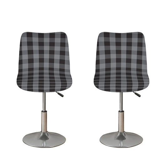 Grey And Black Check Pattern Print Bar Stool Covers