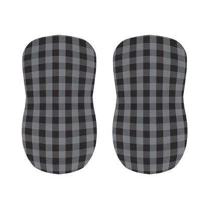 Grey And Black Check Pattern Print Bar Stool Covers