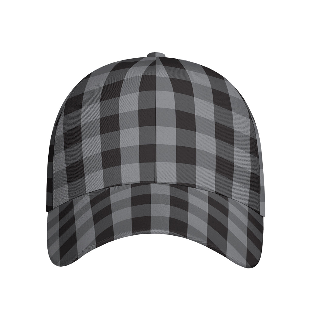 Grey And Black Check Pattern Print Baseball Cap