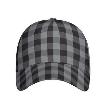 Grey And Black Check Pattern Print Baseball Cap