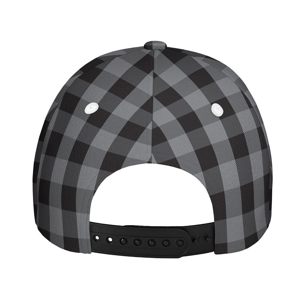 Grey And Black Check Pattern Print Baseball Cap