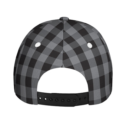 Grey And Black Check Pattern Print Baseball Cap