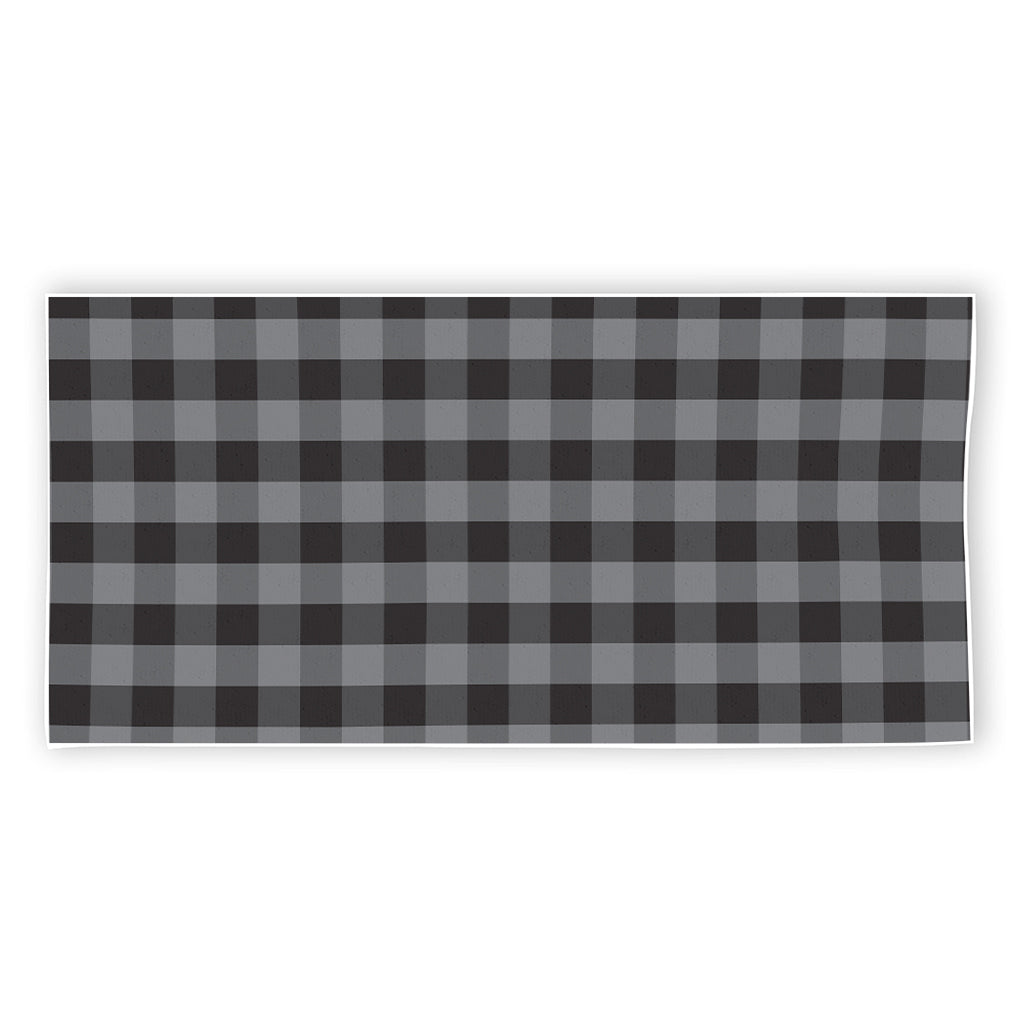 Grey And Black Check Pattern Print Beach Towel