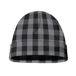 Grey And Black Check Pattern Print Beanie