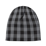 Grey And Black Check Pattern Print Beanie