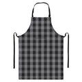 Grey And Black Check Pattern Print Bib Apron With Pocket