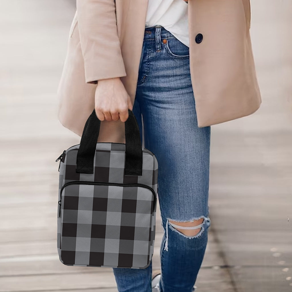 Grey And Black Check Pattern Print Bible Tote Bag