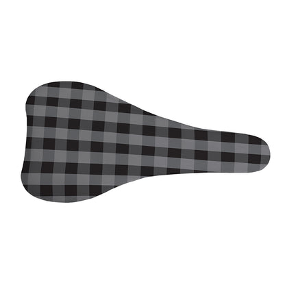 Grey And Black Check Pattern Print Bicycle Seat Cover