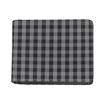 Grey And Black Check Pattern Print Bifold Wallet
