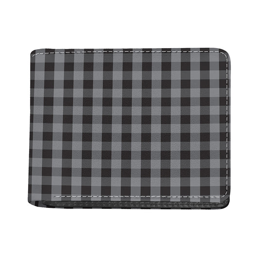 Grey And Black Check Pattern Print Bifold Wallet