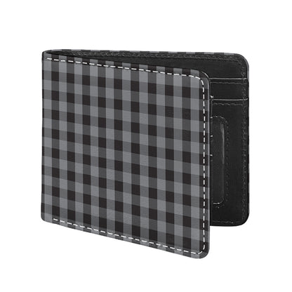 Grey And Black Check Pattern Print Bifold Wallet