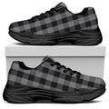 Grey And Black Check Pattern Print Black Chunky Shoes