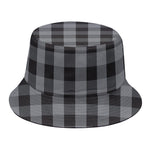 Grey And Black Check Pattern Print Bucket Hat