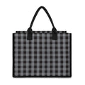 Grey And Black Check Pattern Print Canvas Tote Bag