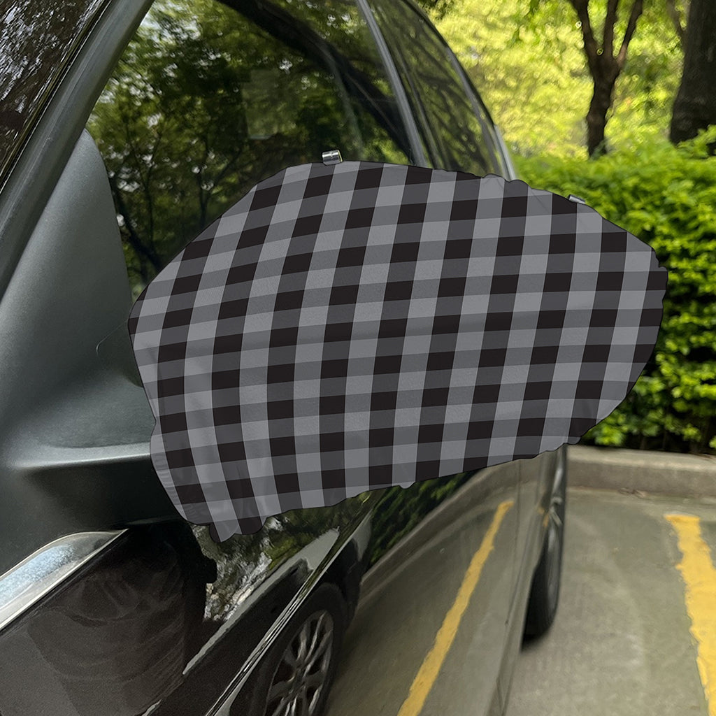 Grey And Black Check Pattern Print Car Side Mirror Covers