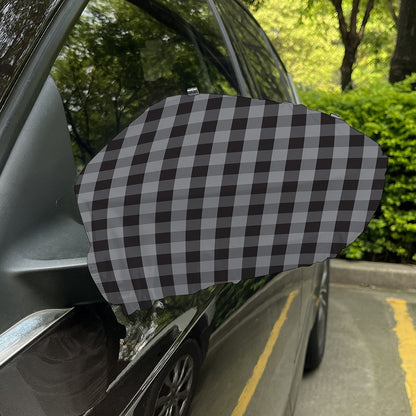 Grey And Black Check Pattern Print Car Side Mirror Covers