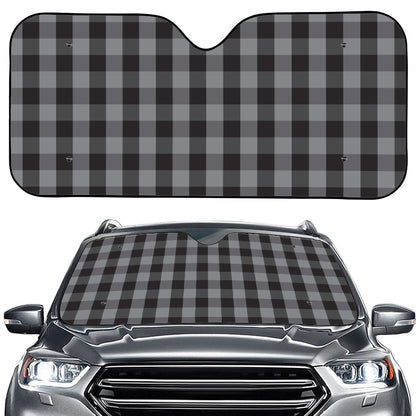 Grey And Black Check Pattern Print Car Windshield Sun Shade