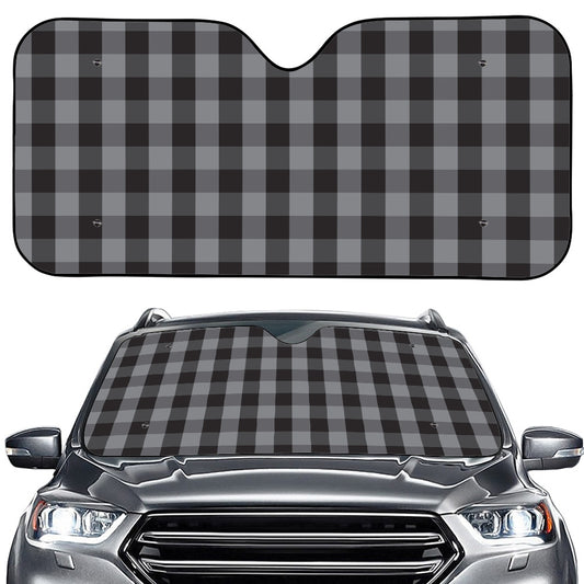 Grey And Black Check Pattern Print Car Windshield Sun Shade