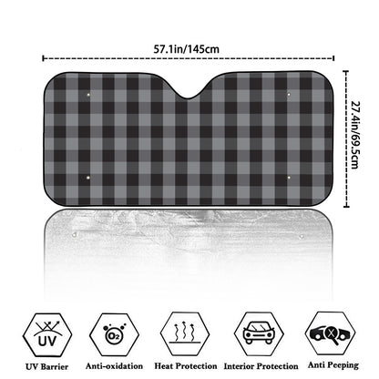Grey And Black Check Pattern Print Car Windshield Sun Shade