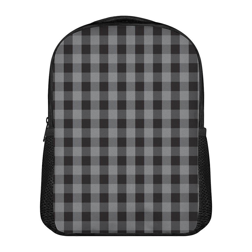 Grey And Black Check Pattern Print Casual Backpack