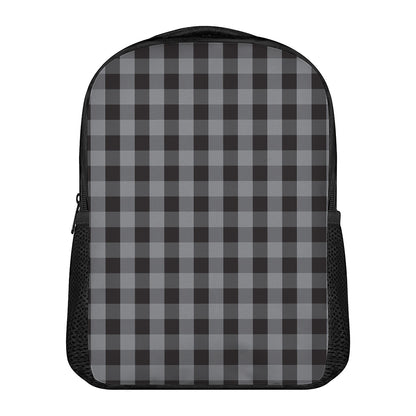 Grey And Black Check Pattern Print Casual Backpack