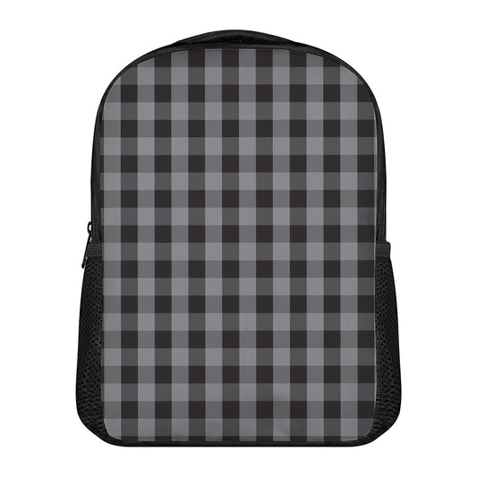 Grey And Black Check Pattern Print Casual Backpack