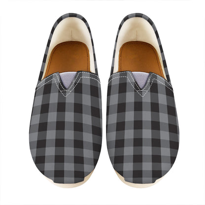 Grey And Black Check Pattern Print Casual Shoes