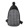 Grey And Black Check Pattern Print Sling Bag