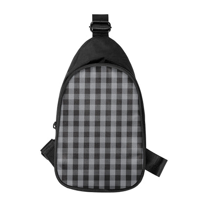 Grey And Black Check Pattern Print Chest Bag