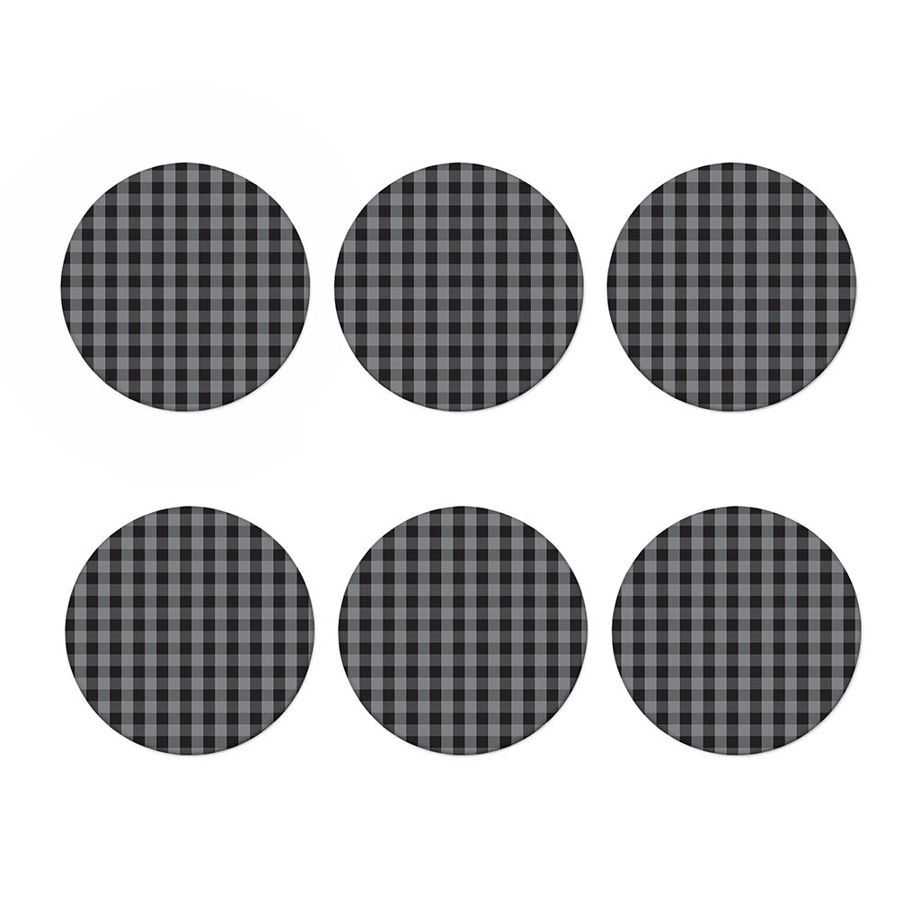 Grey And Black Check Pattern Print Coaster Set