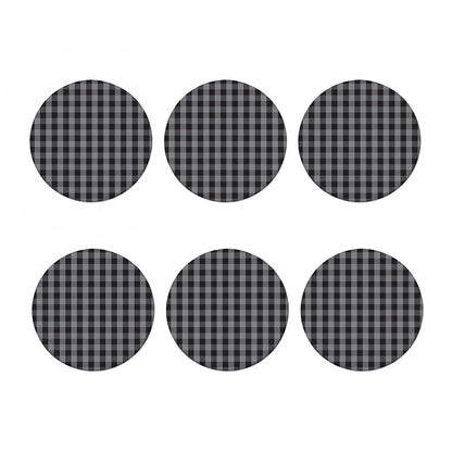 Grey And Black Check Pattern Print Coaster Set