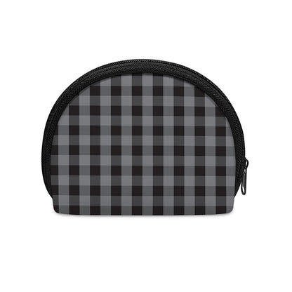Grey And Black Check Pattern Print Coin Purse