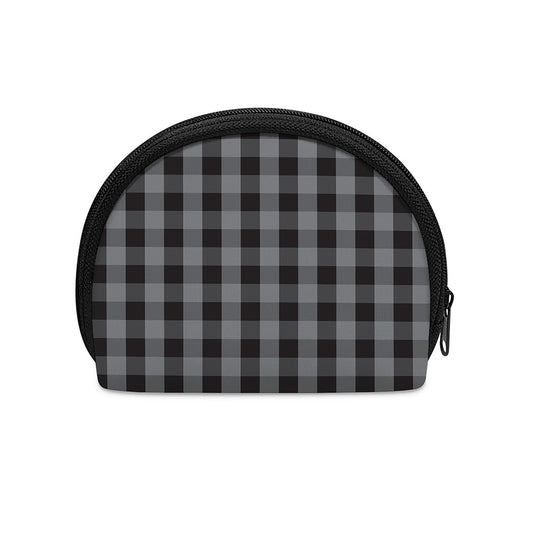 Grey And Black Check Pattern Print Coin Purse