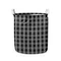 Grey And Black Check Pattern Print Collapsible Laundry Basket