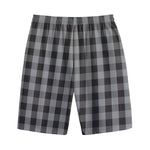 Grey And Black Check Pattern Print Cotton Shorts