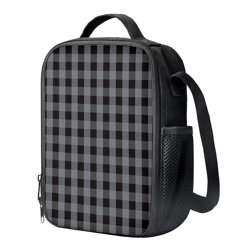 Grey And Black Check Pattern Print Crossbody Lunch Bag