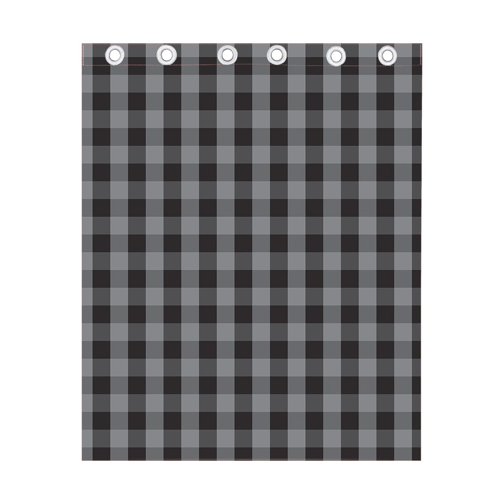 Grey And Black Check Pattern Print Curtain