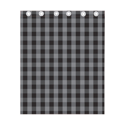 Grey And Black Check Pattern Print Curtain