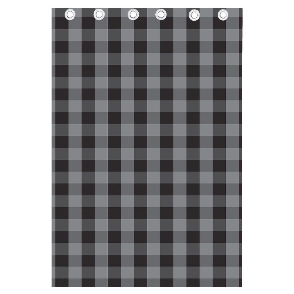 Grey And Black Check Pattern Print Curtain