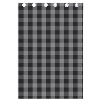 Grey And Black Check Pattern Print Curtain