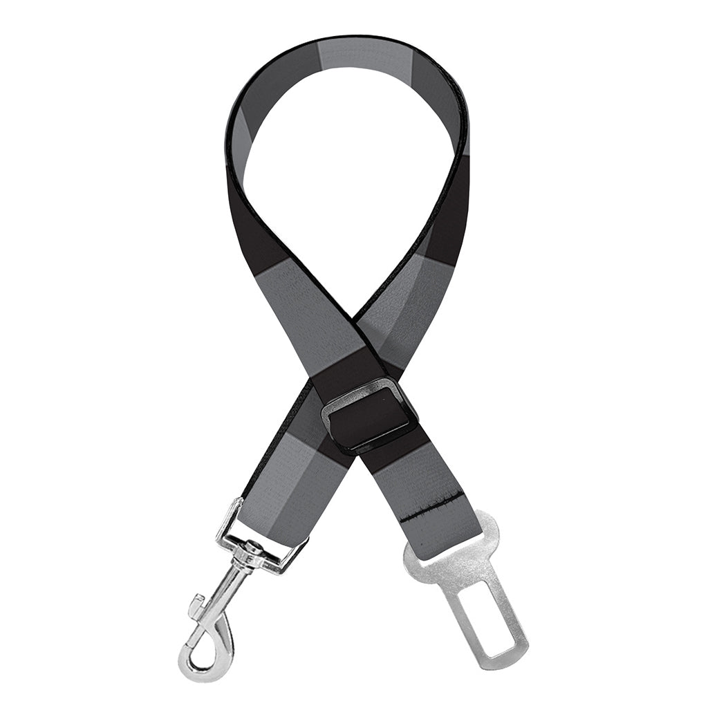Grey And Black Check Pattern Print Dog Seat Belt