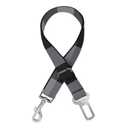 Grey And Black Check Pattern Print Dog Seat Belt