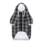 Grey And Black Check Pattern Print Dog Zip Up Hoodie