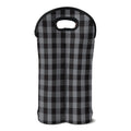 Grey And Black Check Pattern Print Double Neoprene Wine Tote
