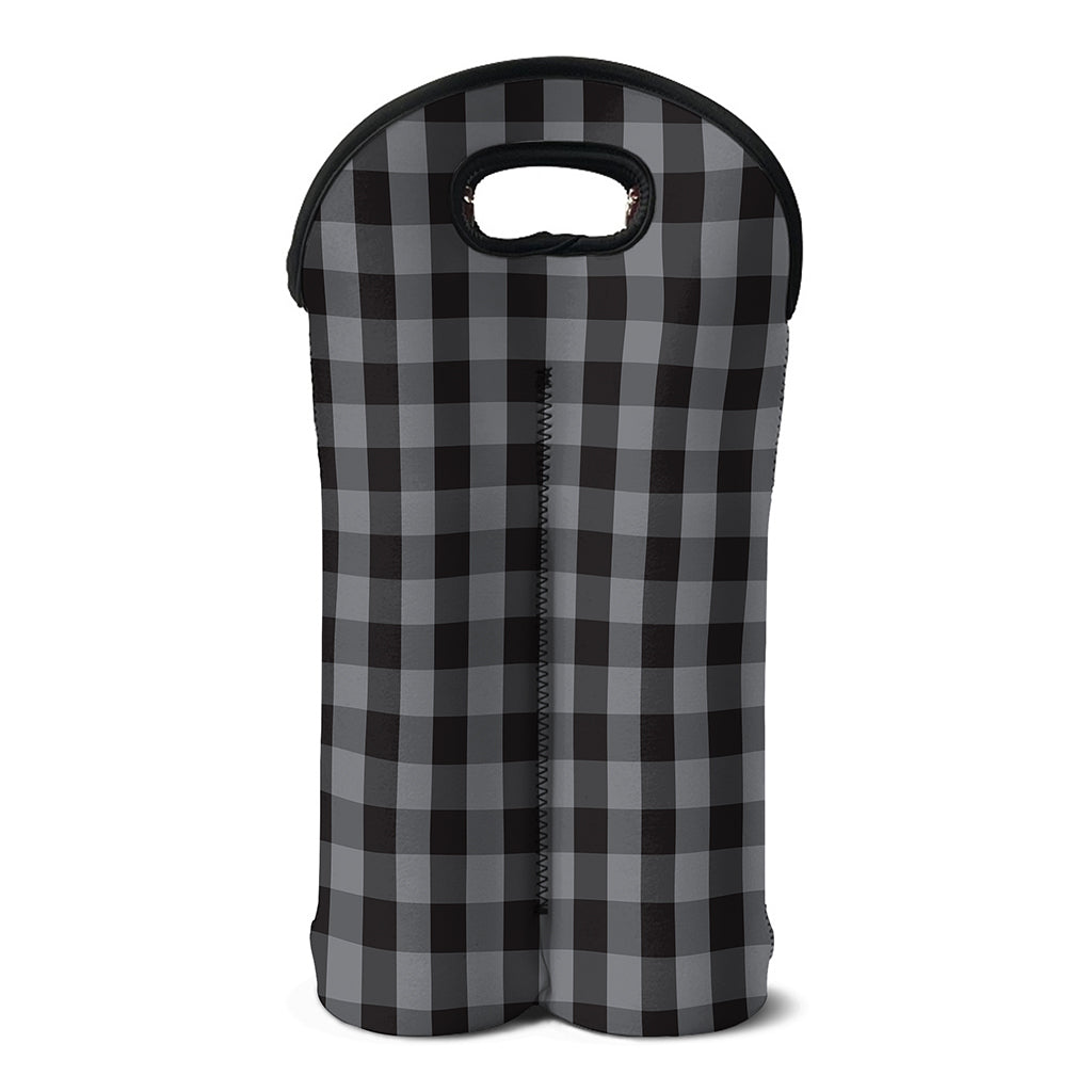 Grey And Black Check Pattern Print Double Neoprene Wine Tote