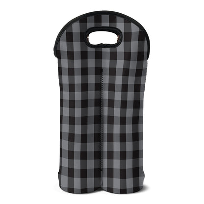 Grey And Black Check Pattern Print Double Neoprene Wine Tote