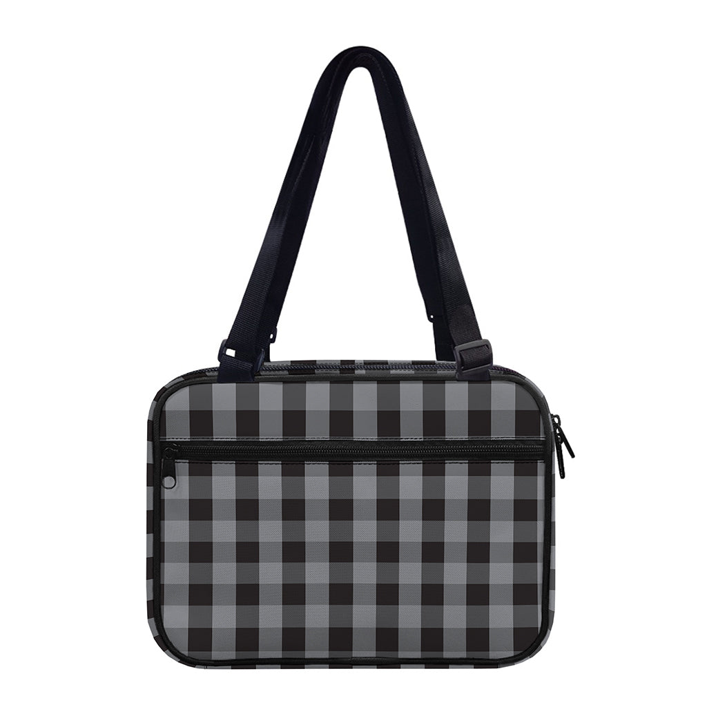 Grey And Black Check Pattern Print Double Strap Bible Bag